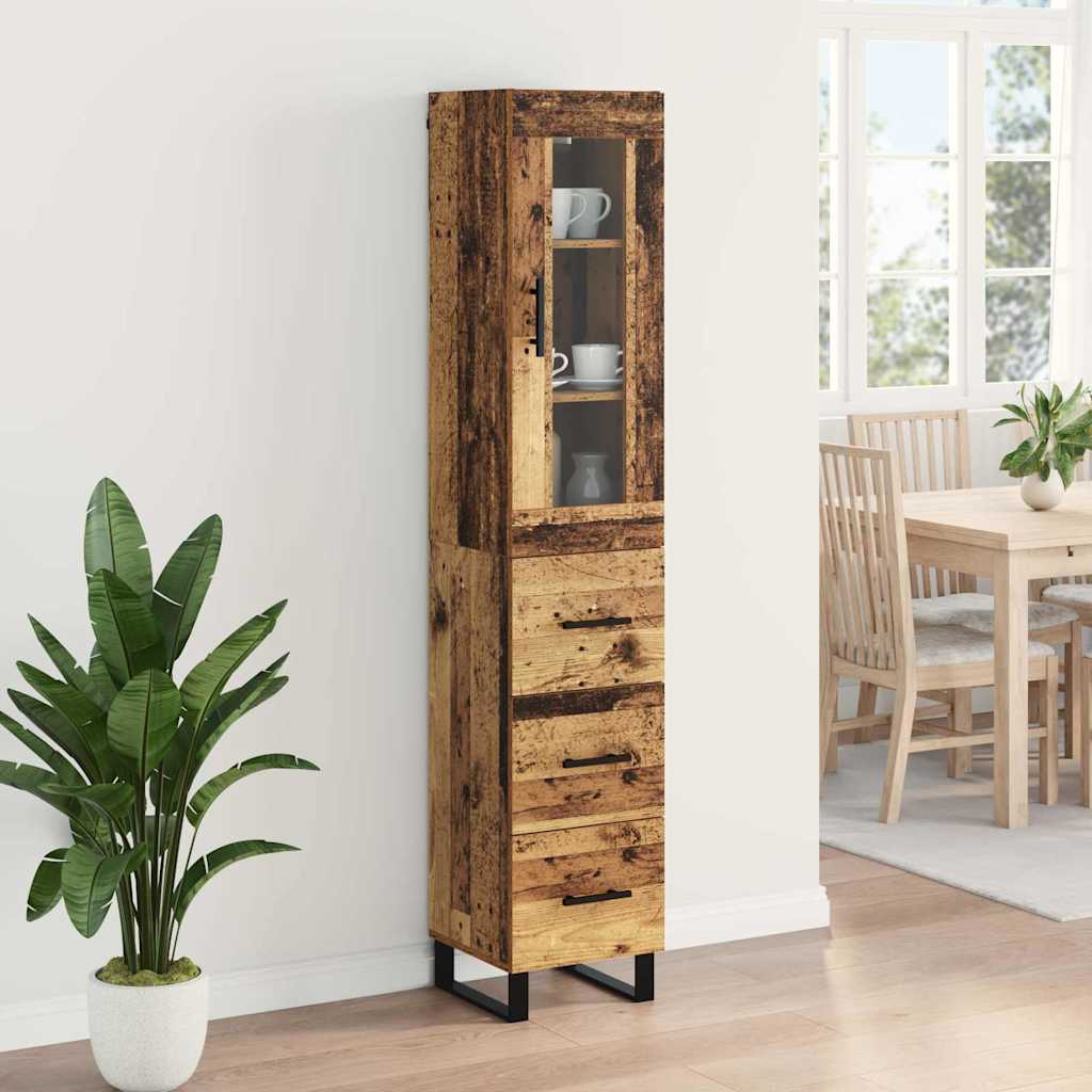 Highboard Old Wood 34.5 x 34 x 180 cm Engineered Wood