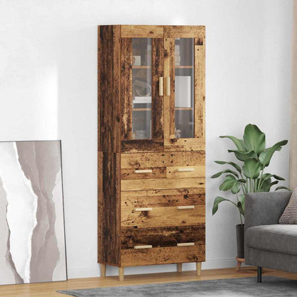 Highboard Old Wood 69.5 x 34 x 180 cm Engineered Wood and Glass