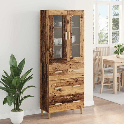 Highboard Old Wood 69.5 x 34 x 180 cm Engineered Wood and Glass