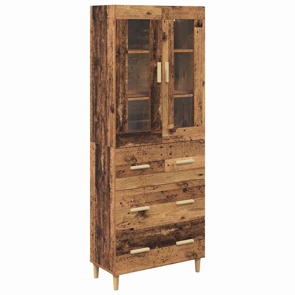 Highboard Old Wood 69.5 x 34 x 180 cm Engineered Wood and Glass