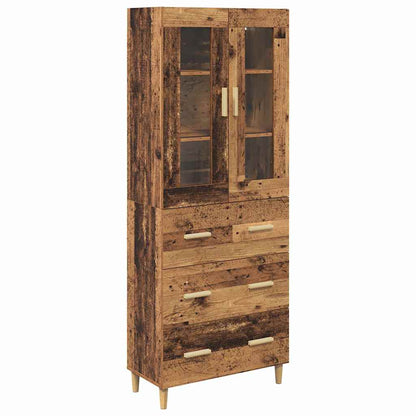 Highboard Old Wood 69.5 x 34 x 180 cm Engineered Wood and Glass