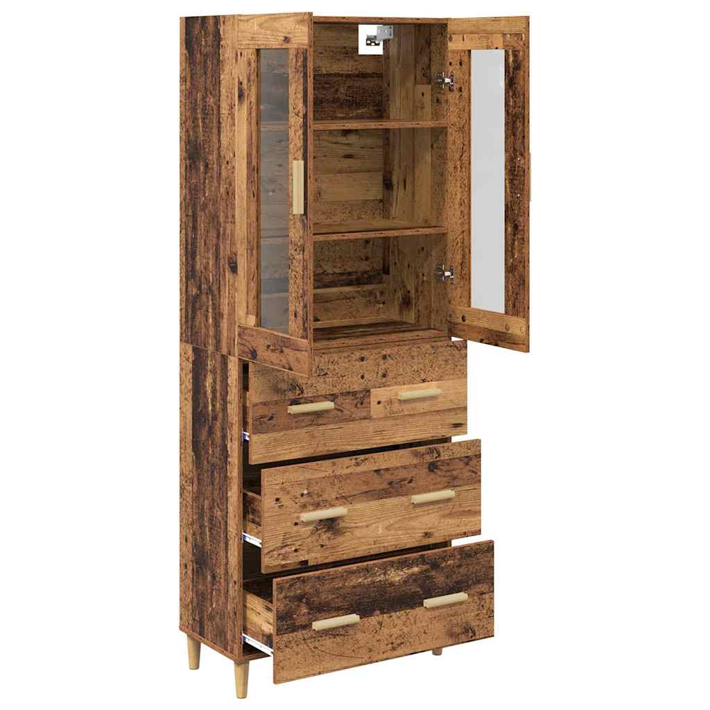 Highboard Old Wood 69.5 x 34 x 180 cm Engineered Wood and Glass