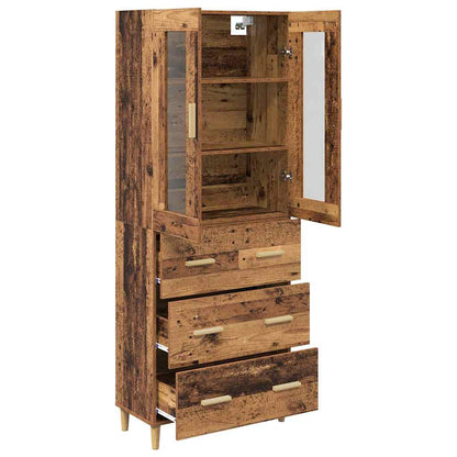 Highboard Old Wood 69.5 x 34 x 180 cm Engineered Wood and Glass
