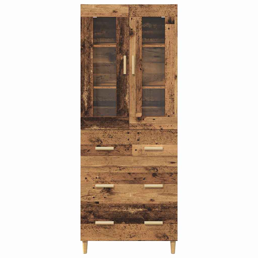 Highboard Old Wood 69.5 x 34 x 180 cm Engineered Wood and Glass