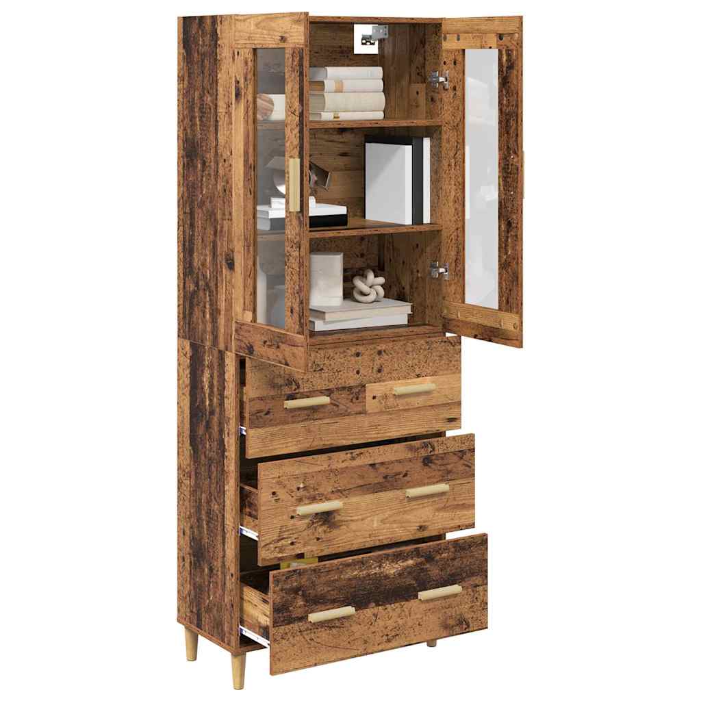 Highboard Old Wood 69.5 x 34 x 180 cm Engineered Wood and Glass