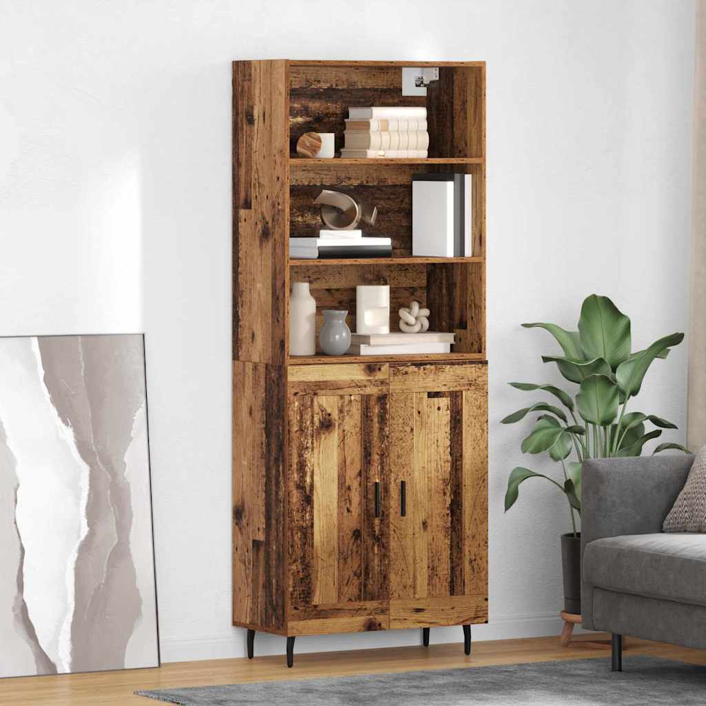 Highboard Old Wood 69.5 x 34 x 180 cm Engineered Wood and Glass