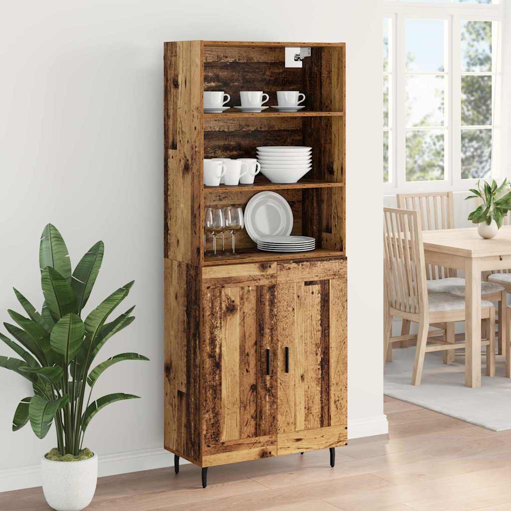 Highboard Old Wood 69.5 x 34 x 180 cm Engineered Wood and Glass