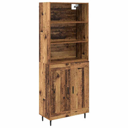Highboard Old Wood 69.5 x 34 x 180 cm Engineered Wood and Glass