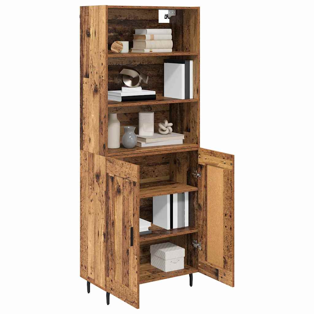 Highboard Old Wood 69.5 x 34 x 180 cm Engineered Wood and Glass