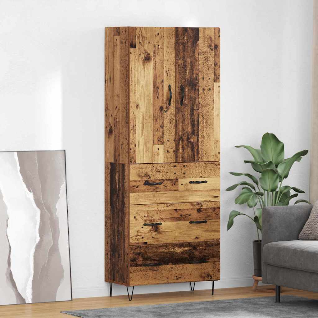 Highboard with Drawer 2 pcs Old Wood Engineered Wood