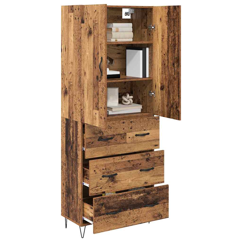 Highboard with Drawer 2 pcs Old Wood Engineered Wood