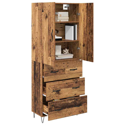 Highboard with Drawer 2 pcs Old Wood Engineered Wood