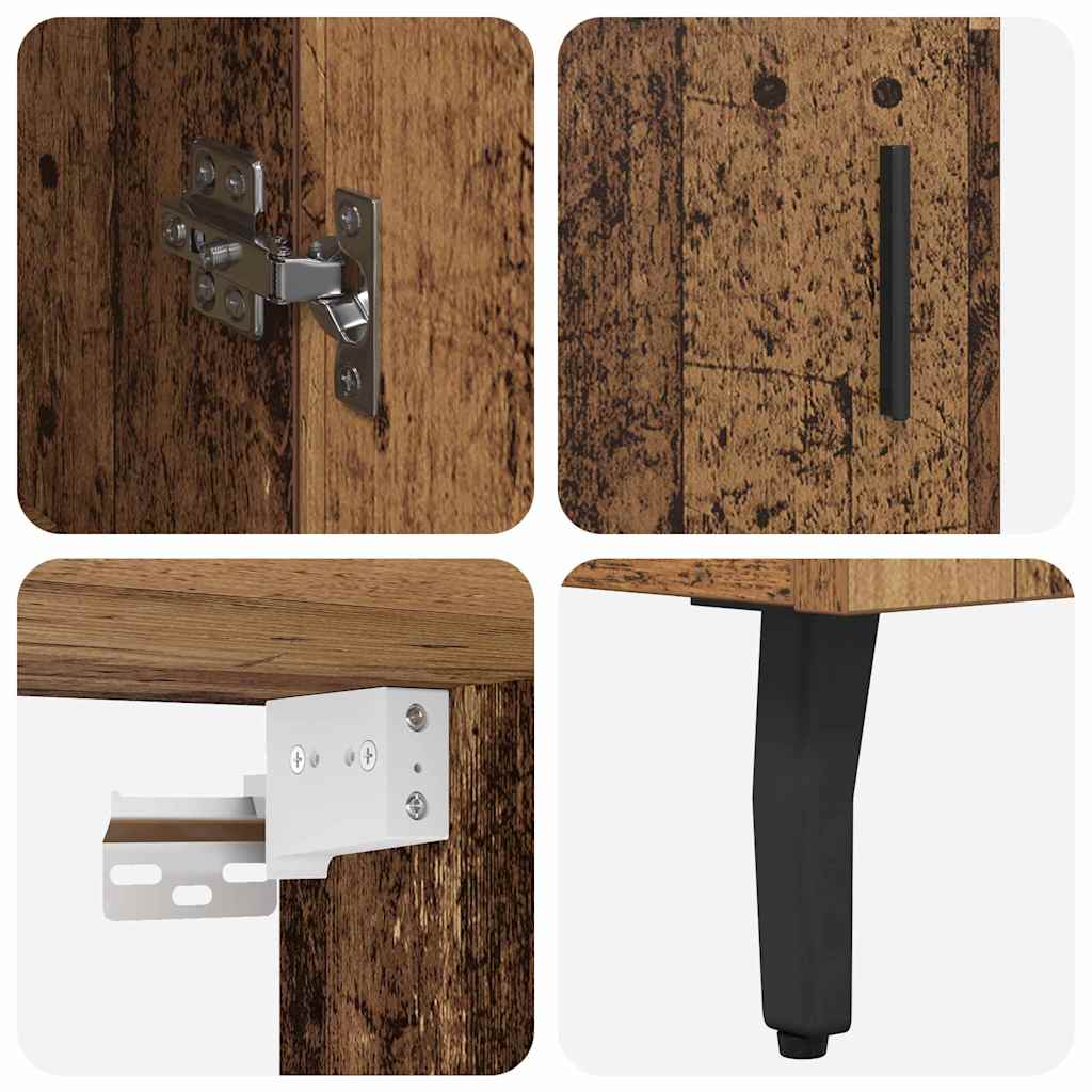 Highboard 2 pcs Old Wood Engineered Wood and Glass