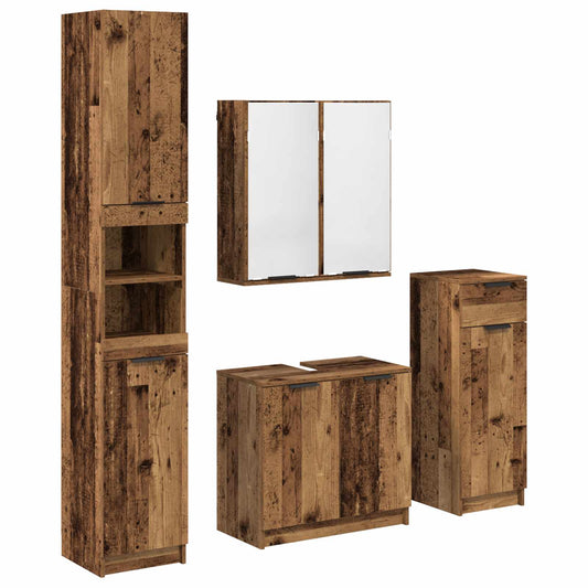 Bathroom Furniture Set 4 pcs Old Wood Engineered Wood