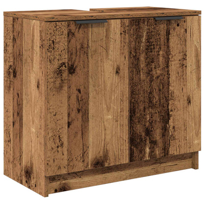 Bathroom Furniture Set with Door 4 pcs Old Wood Engineered Wood