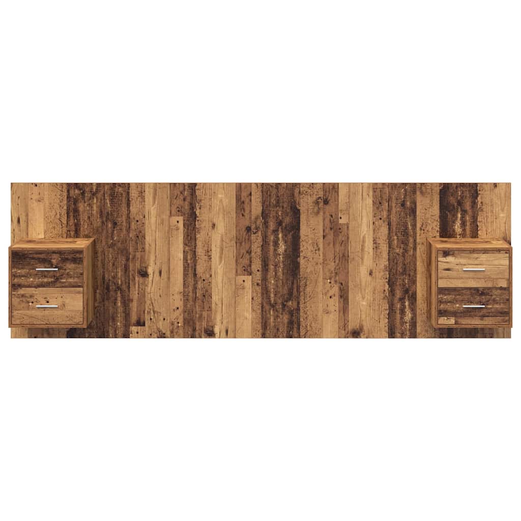 Headboard with Cabinet 3 pcs Old Wood Engineered Wood