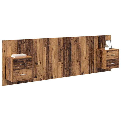 Headboard with Cabinet 3 pcs Old Wood Engineered Wood