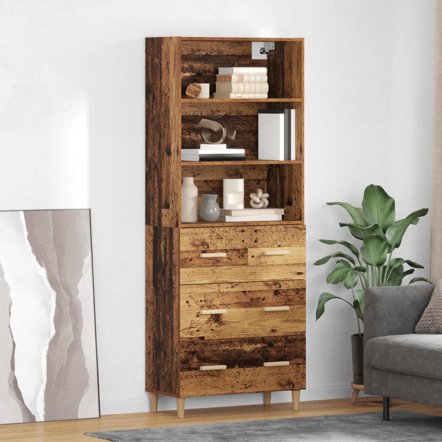 Highboard Old Wood 69.5 x 32.5 x 180 cm Engineered Wood