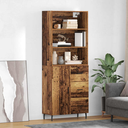 Highboard with Drawer 2 pcs Old Wood Engineered Wood