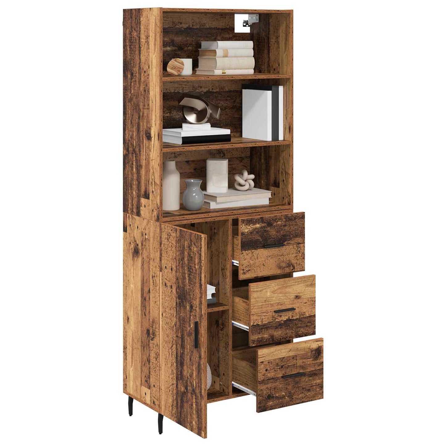 Highboard with Drawer 2 pcs Old Wood Engineered Wood