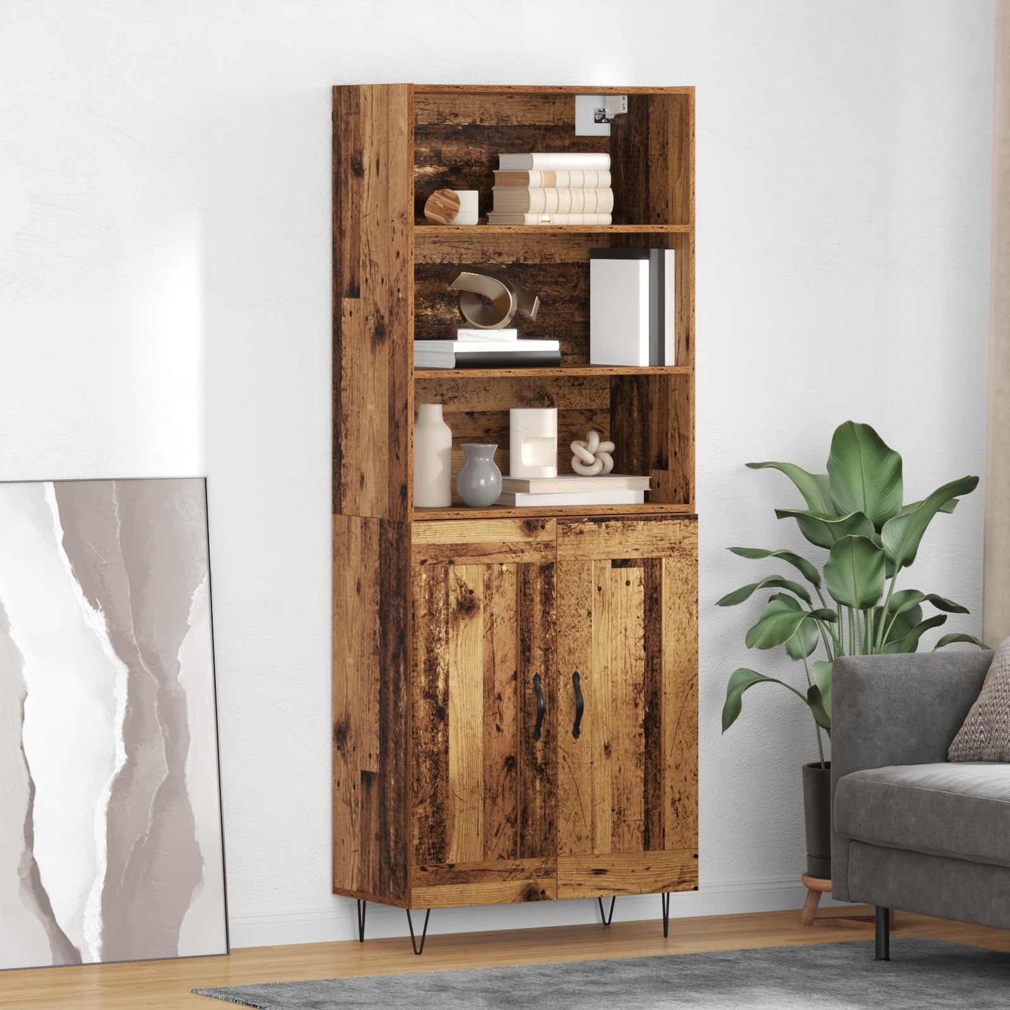 Highboard 2 pcs Old Wood Engineered Wood