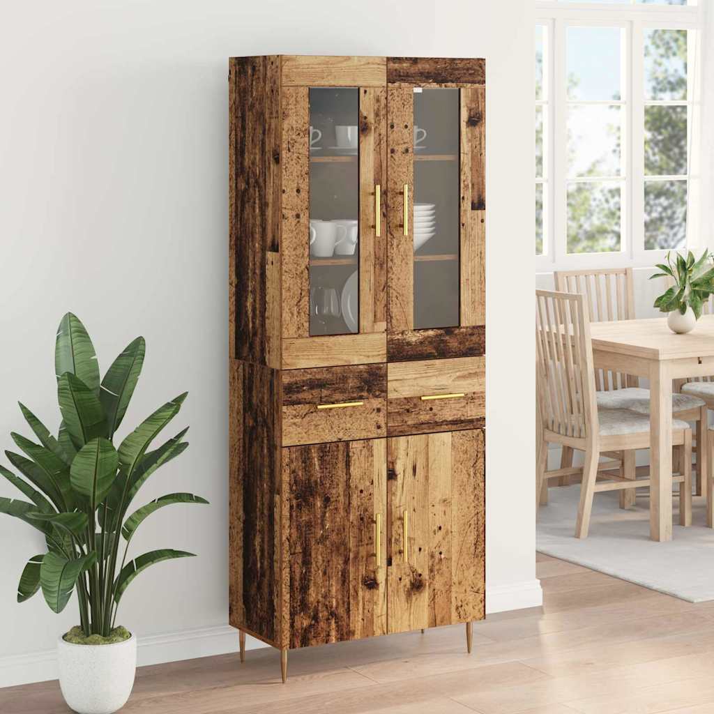 Highboard with Drawer 2 pcs Old Wood Engineered Wood