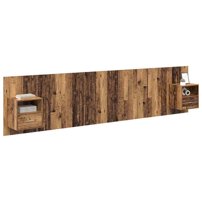 Headboard with Cabinet 3 pcs Old Wood Engineered Wood