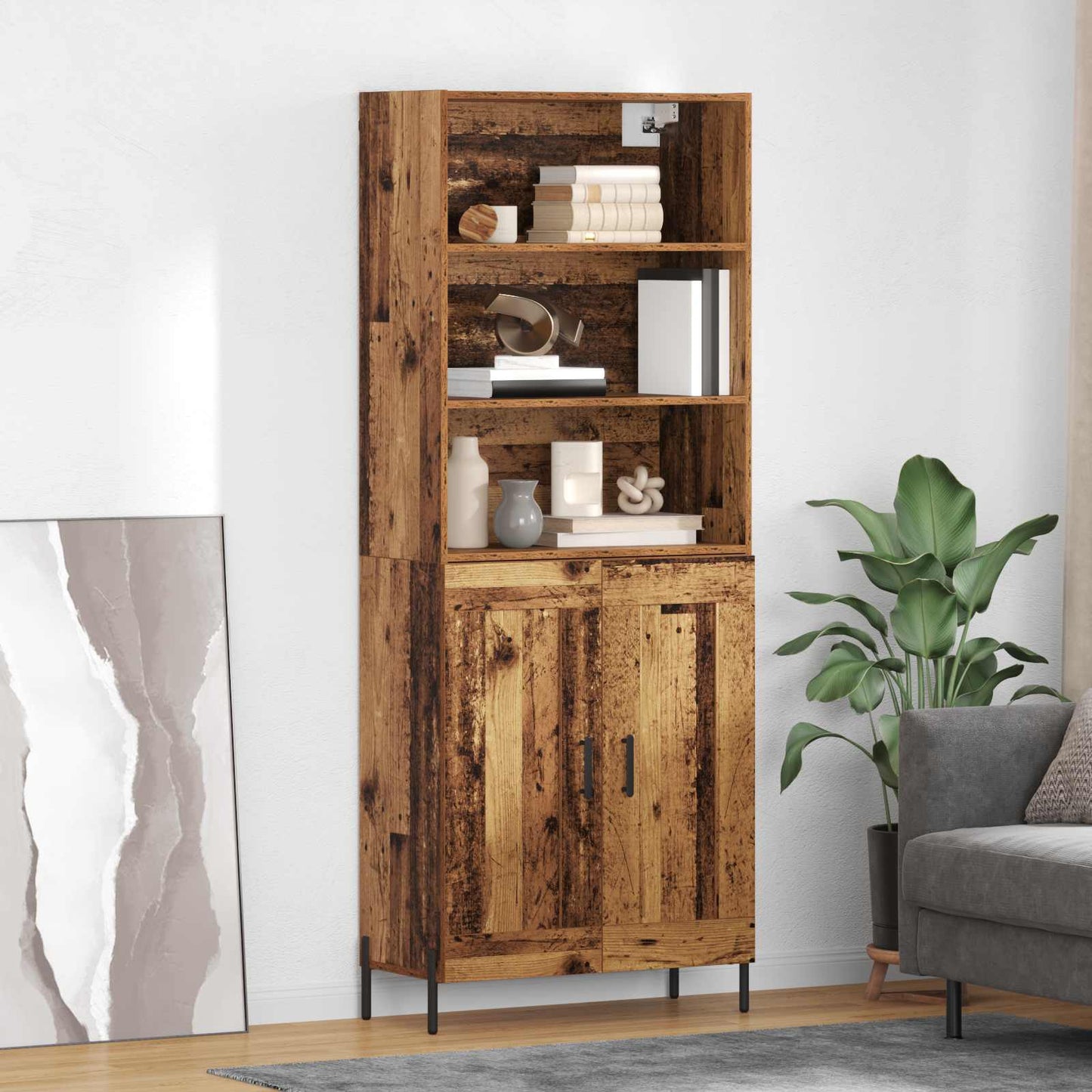 Highboard Old Wood 69.5 x 32.5 x 180 cm Engineered Wood