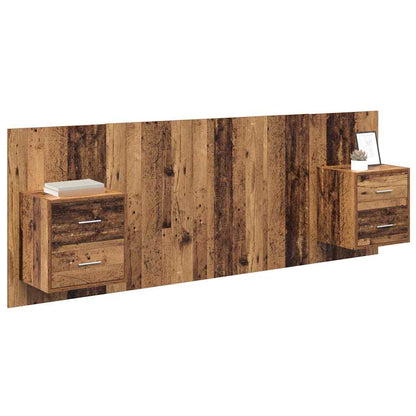 Headboard with Cabinet 3 pcs Old Wood Engineered Wood