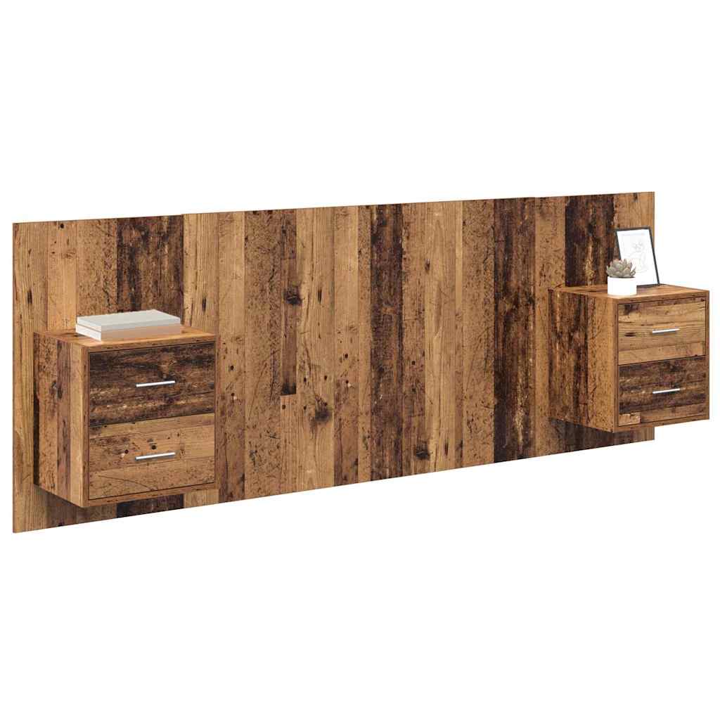 Headboard With Cabinet 3 pcs Old Wood Engineered Wood