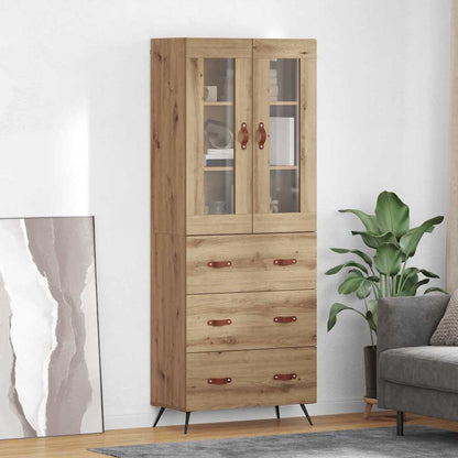 Highboard Cabinet with Shelf 2 pcs Artisan Oak Engineered Wood