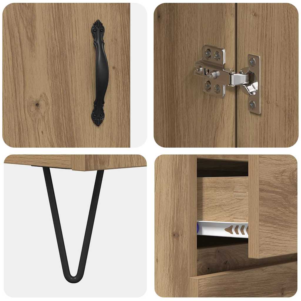 Highboard 2 pcs Artisan Oak Engineered Wood and Glass