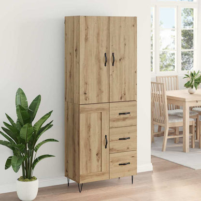 Highboard 2 pcs Artisan Oak Engineered Wood and Glass