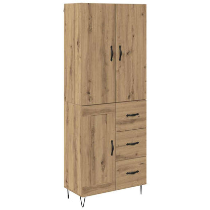 Highboard 2 pcs Artisan Oak Engineered Wood and Glass