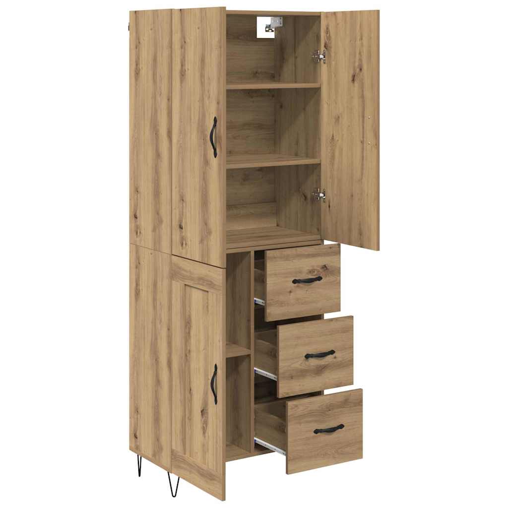 Highboard 2 pcs Artisan Oak Engineered Wood and Glass