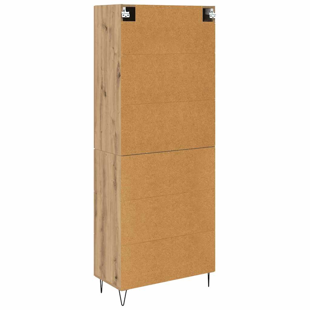 Highboard 2 pcs Artisan Oak Engineered Wood and Glass