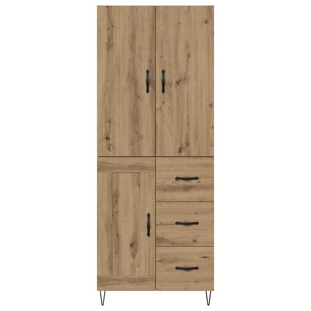 Highboard 2 pcs Artisan Oak Engineered Wood and Glass