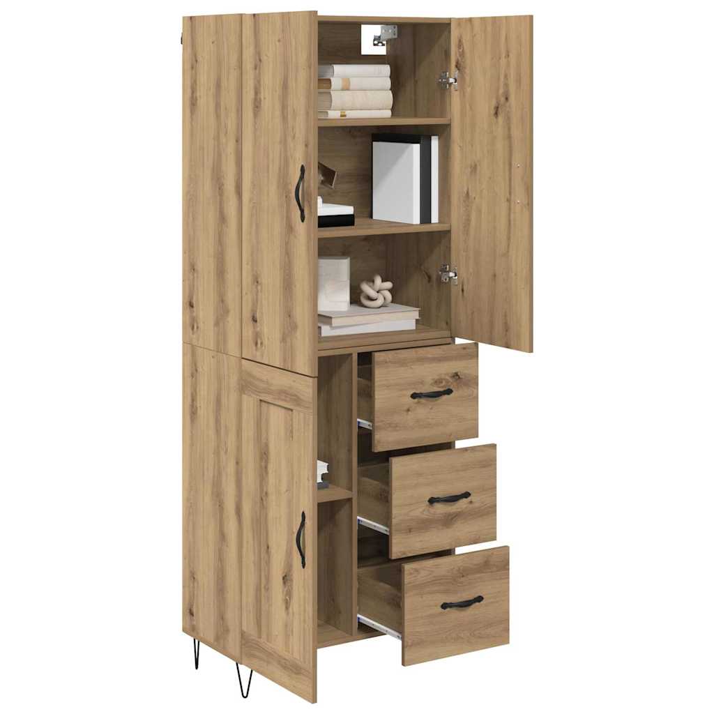 Highboard 2 pcs Artisan Oak Engineered Wood and Glass