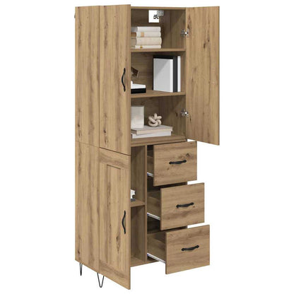 Highboard 2 pcs Artisan Oak Engineered Wood and Glass