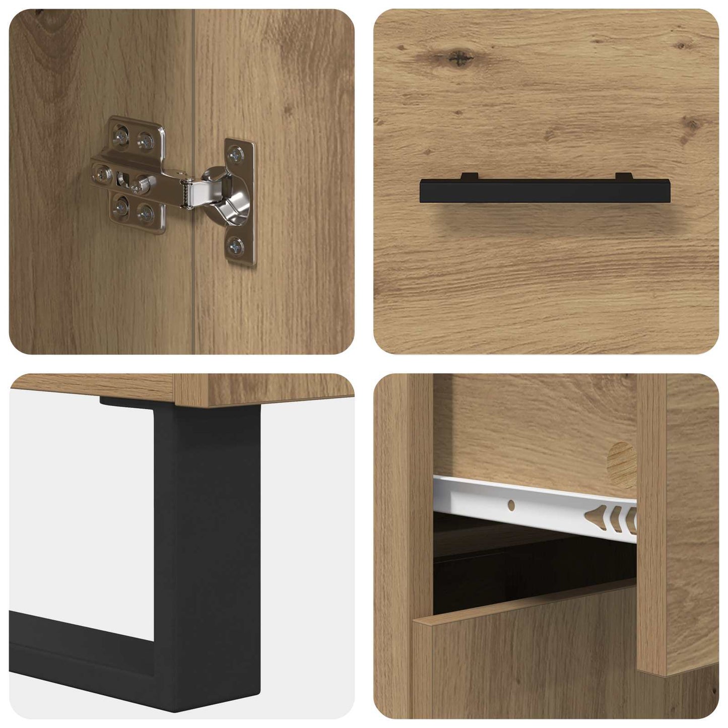 Highboard with Drawer 2 pcs Artisan Oak Engineered Wood