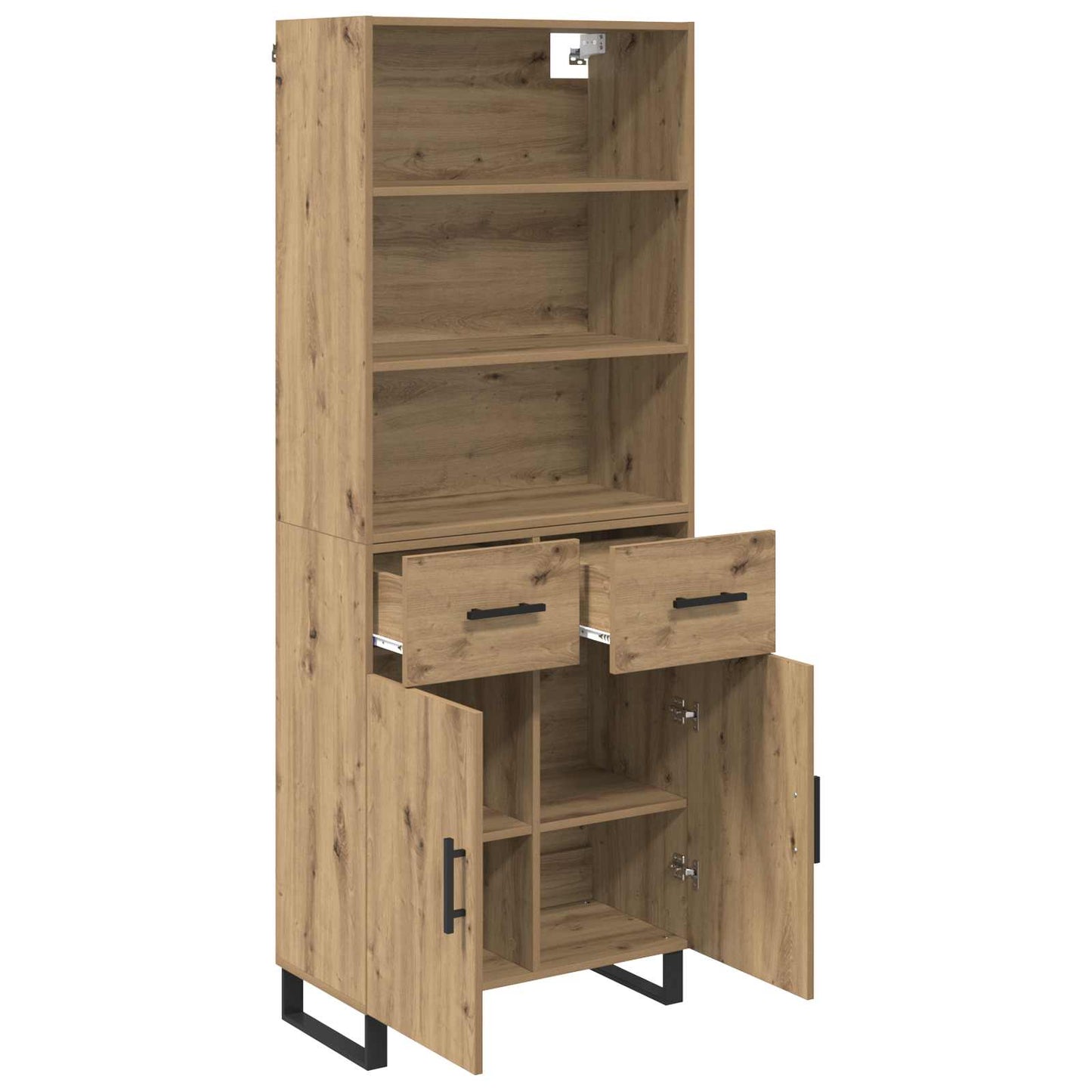 Highboard with Drawer 2 pcs Artisan Oak Engineered Wood