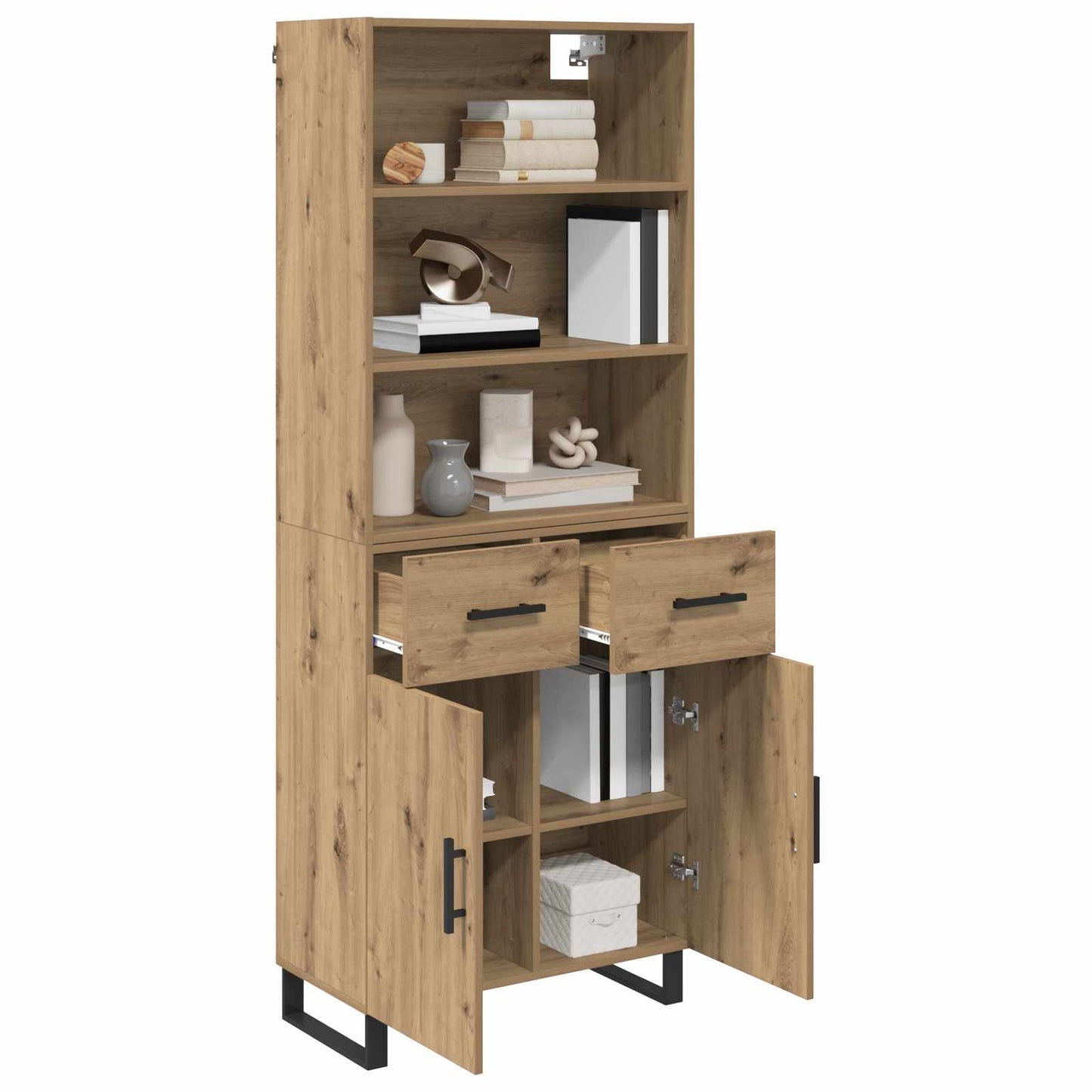 Highboard with Drawer 2 pcs Artisan Oak Engineered Wood