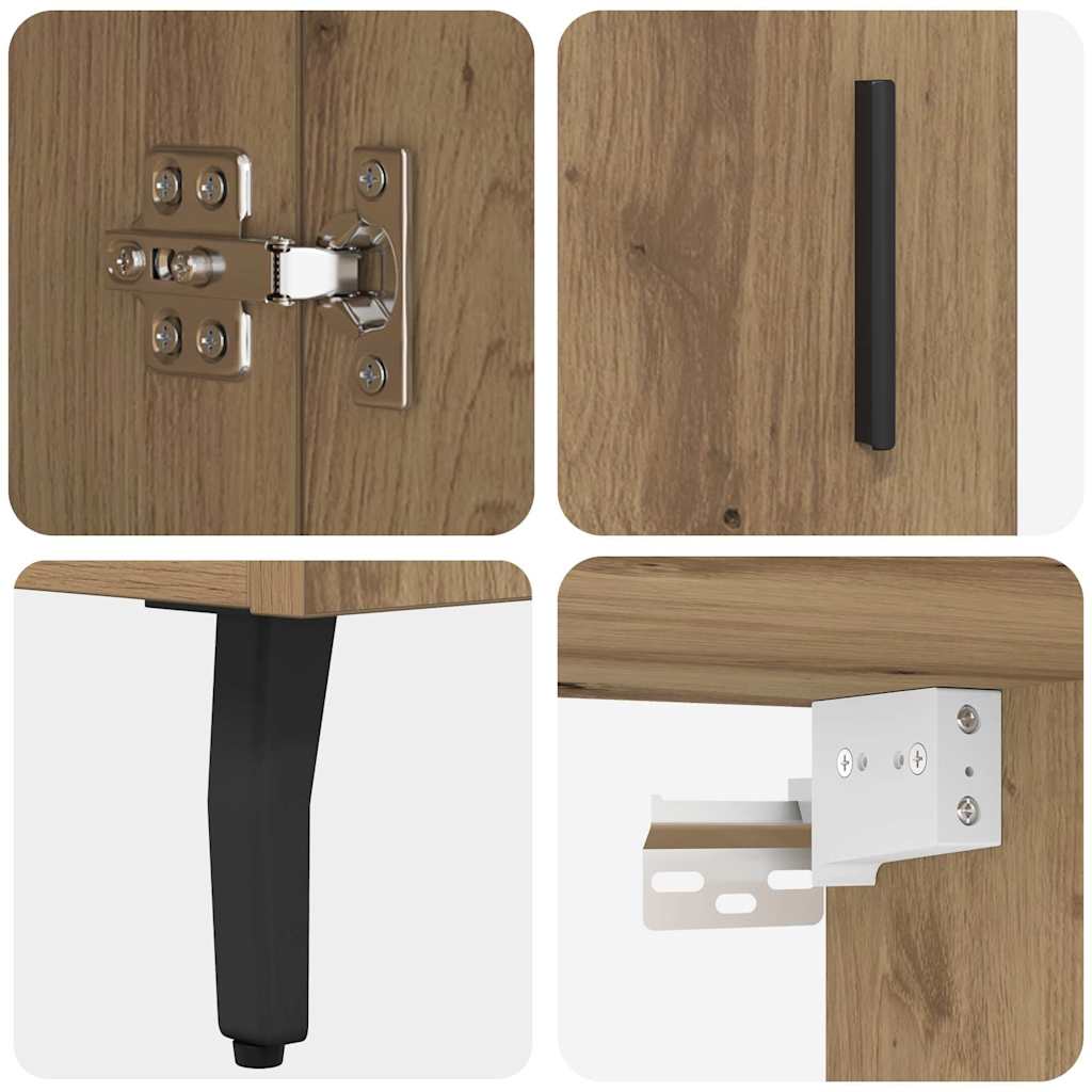 Highboard 2 pcs Artisan Oak Engineered Wood and Glass