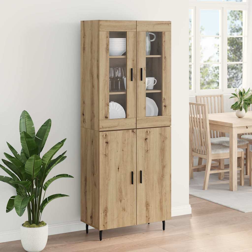 Highboard 2 pcs Artisan Oak Engineered Wood and Glass
