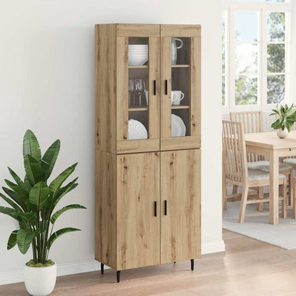 Highboard 2 pcs Artisan Oak Engineered Wood and Glass
