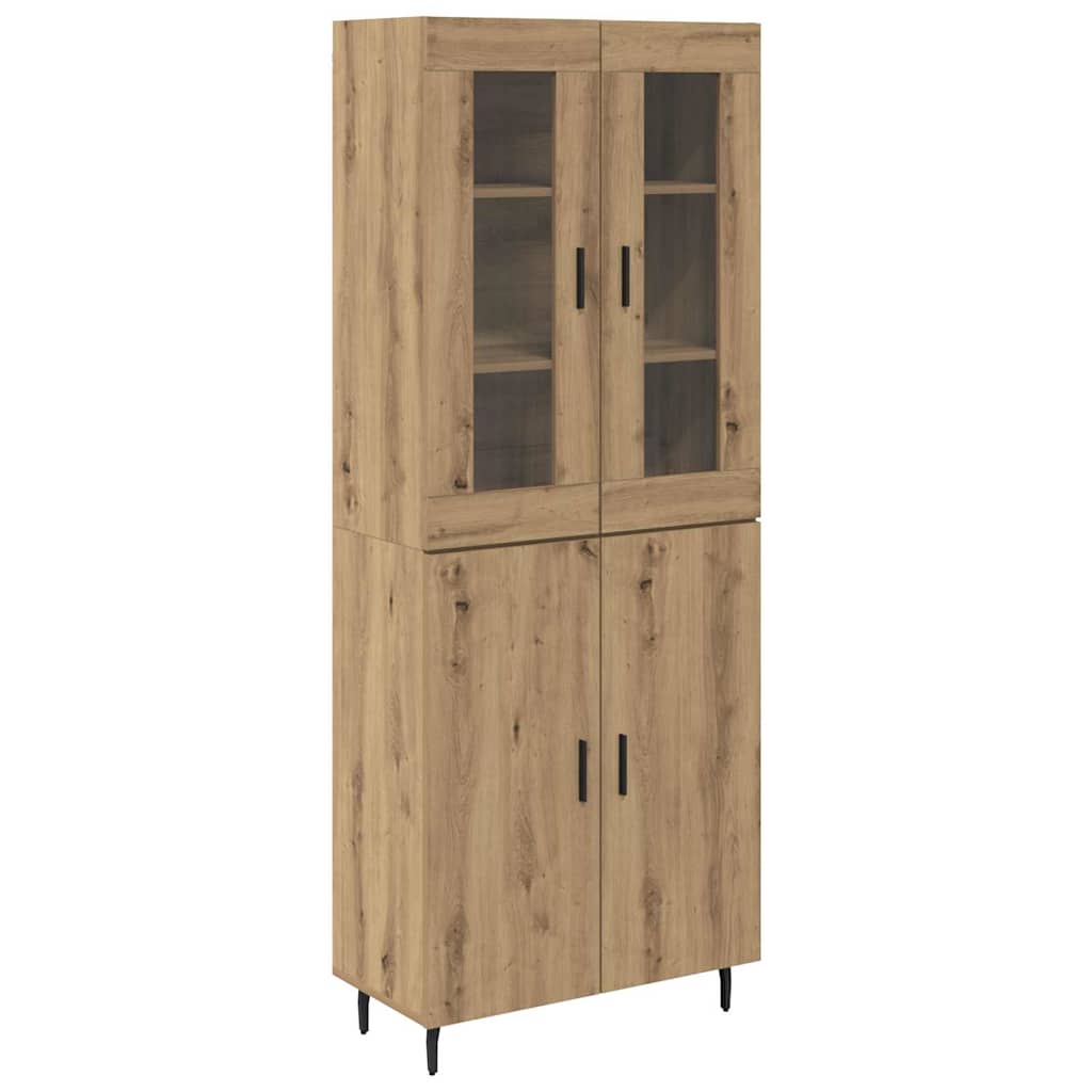 Highboard 2 pcs Artisan Oak Engineered Wood and Glass