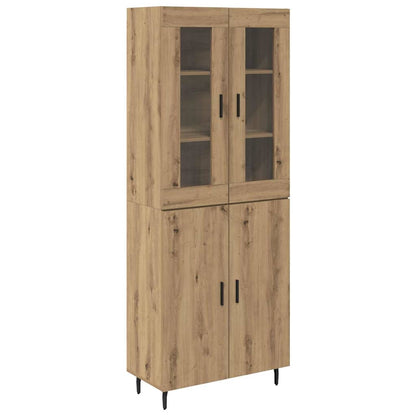 Highboard 2 pcs Artisan Oak Engineered Wood and Glass