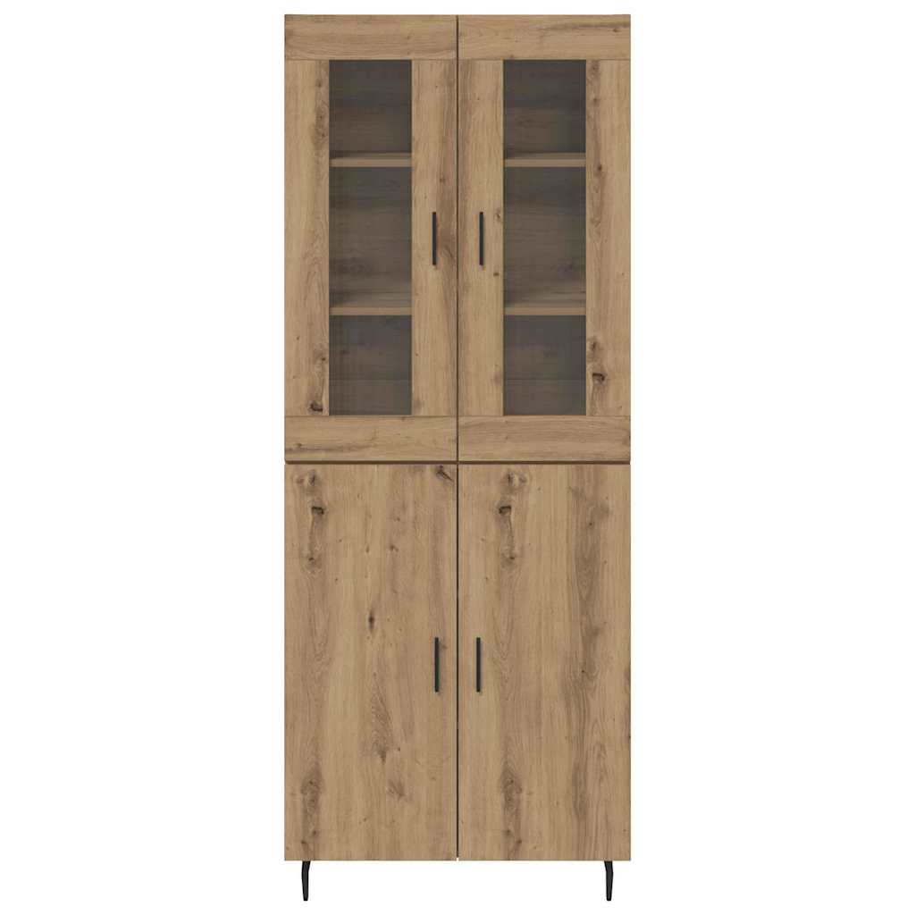 Highboard 2 pcs Artisan Oak Engineered Wood and Glass