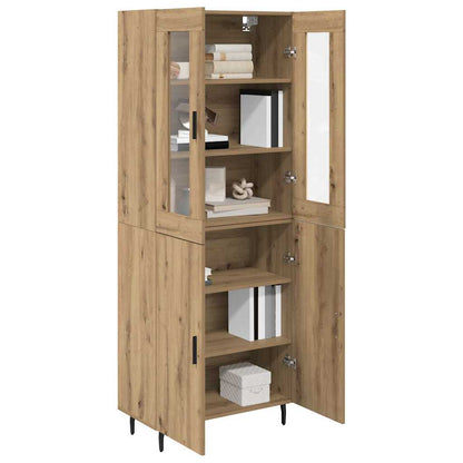 Highboard 2 pcs Artisan Oak Engineered Wood and Glass