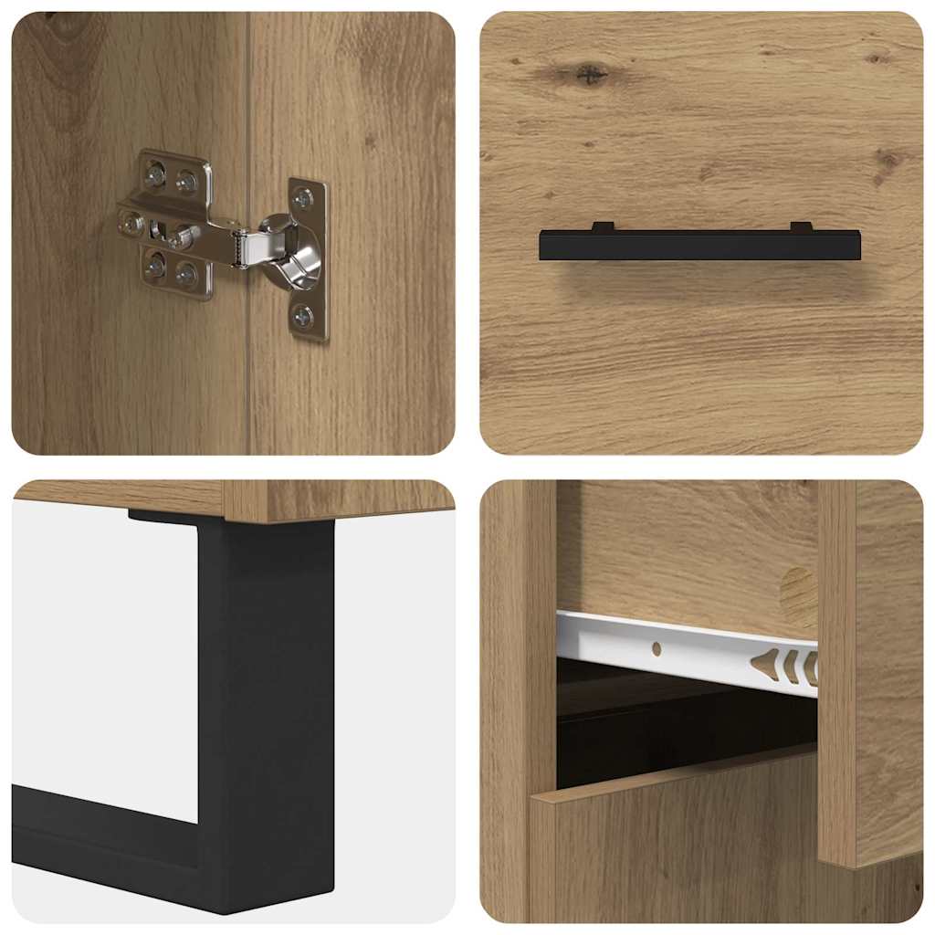 Highboard 2 pcs Artisan Oak Engineered Wood and Glass
